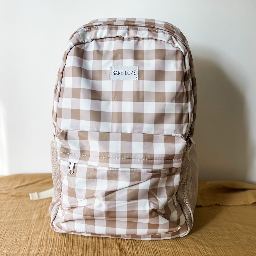 Kids backpack - Taupe Gingham