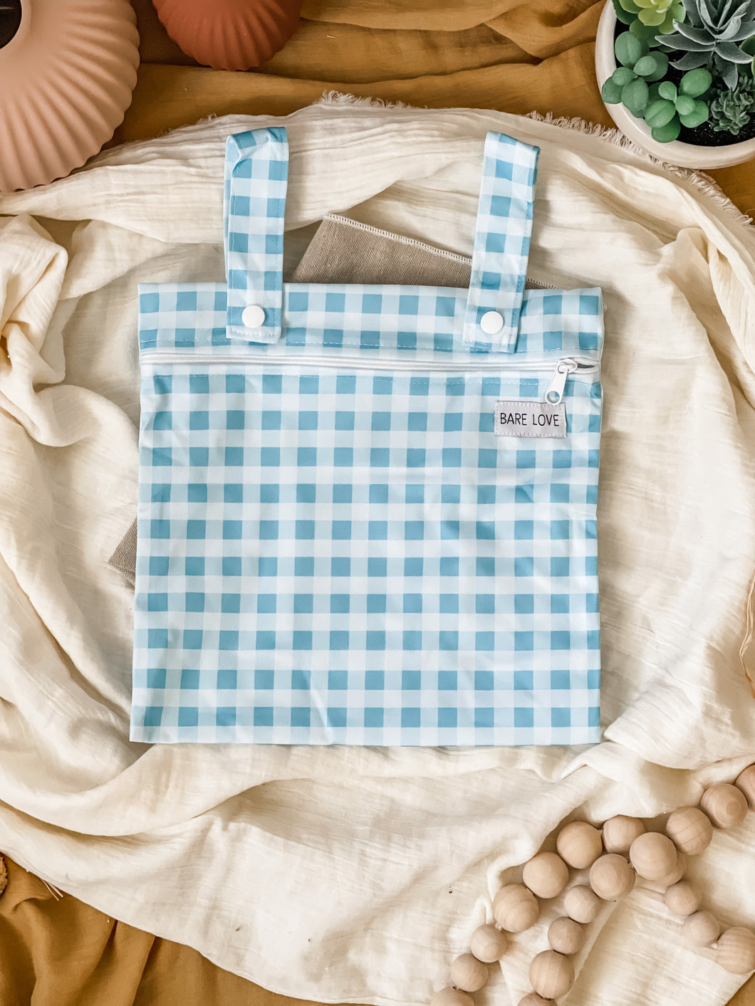 Small Wet Bag - Blue Gingham