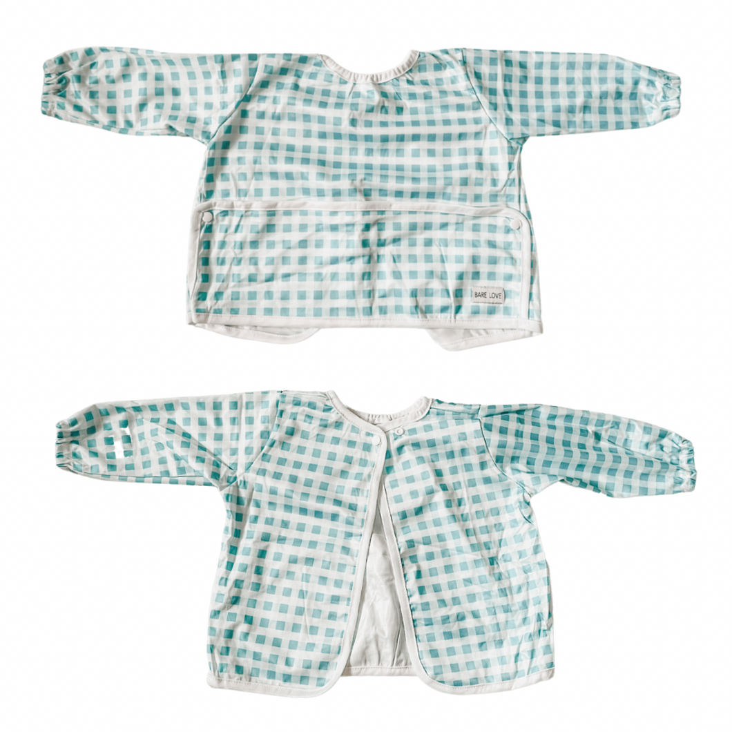 Sleeved Bib - Blue Gingham